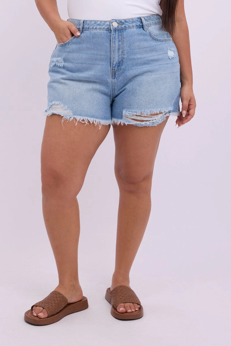 Denim Relaxed Shorts High Rise Seamless Integration Warm Weather Wear
