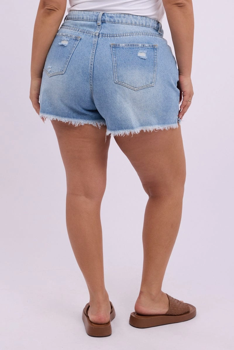 Abrasion Resistant Fabric Denim Relaxed Shorts High Rise