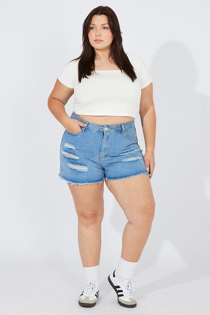 Denim Relaxed Shorts High Rise Stay Cool Wear