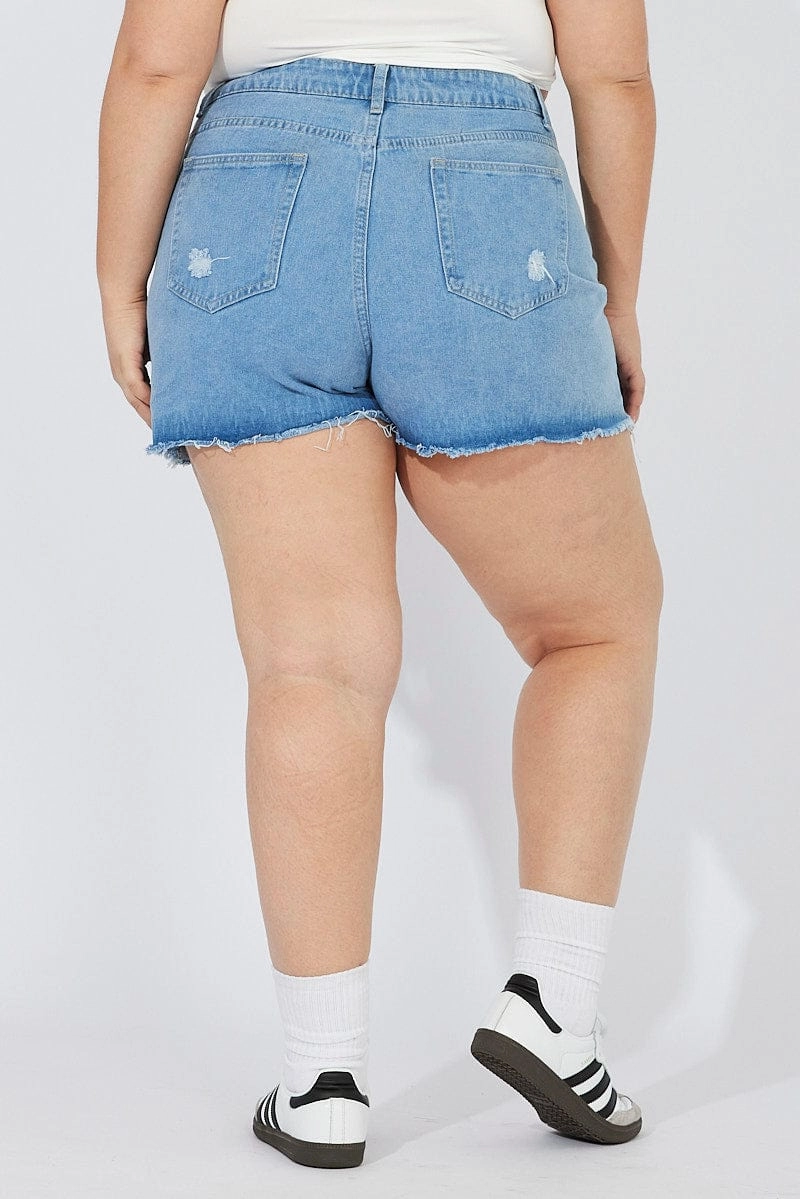 first day of school Athletic Silhouette Denim Relaxed Shorts High Rise