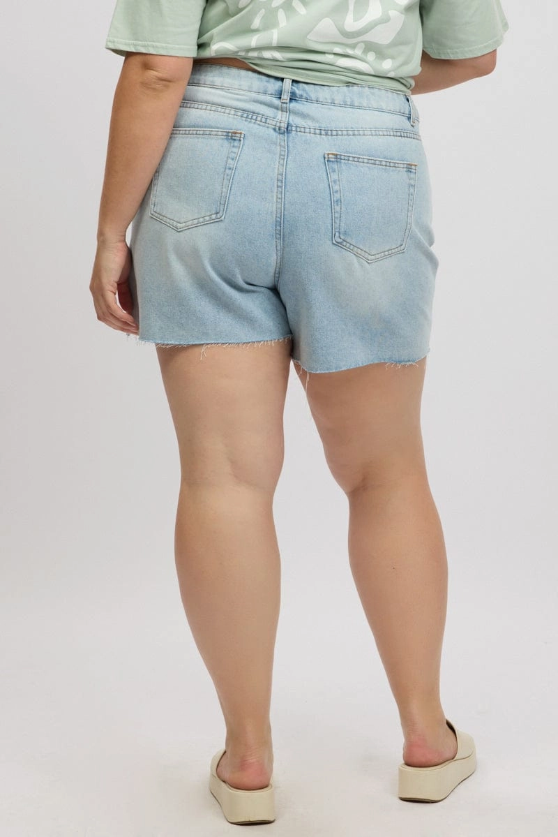 Denim Relaxed Shorts High Rise shrink - resistant Minimal Design