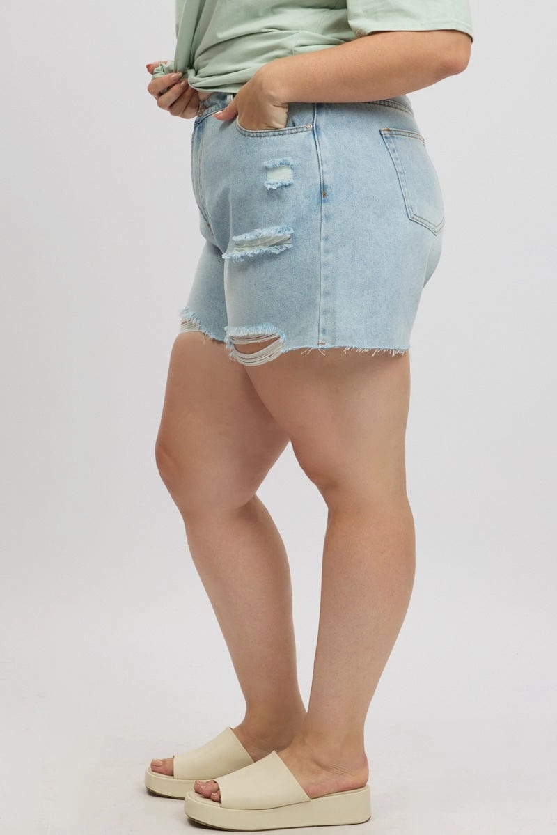 fresh start Casual Ease Denim Relaxed Shorts High Rise