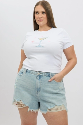 Quick Release Closure Anti Pill Surface Denim Relaxed Shorts High Rise