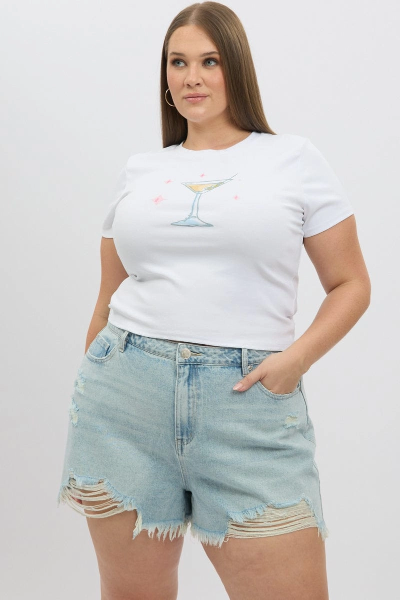 Quick Release Closure Anti Pill Surface Denim Relaxed Shorts High Rise