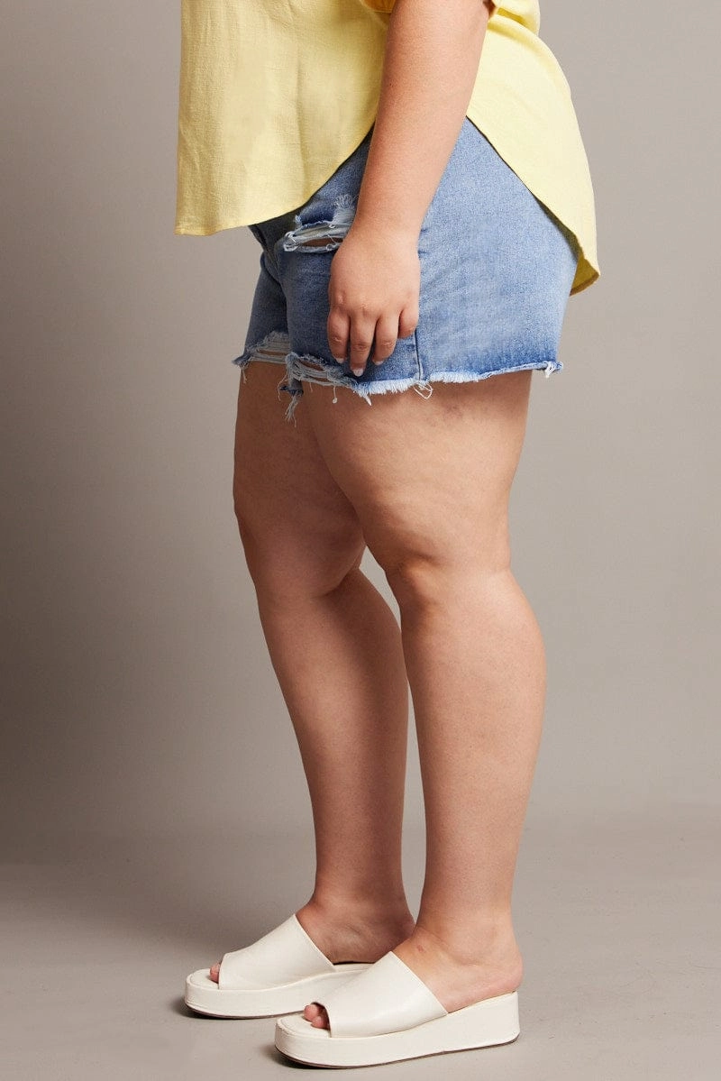 Poolside Wear Denim Relaxed Shorts High Rise