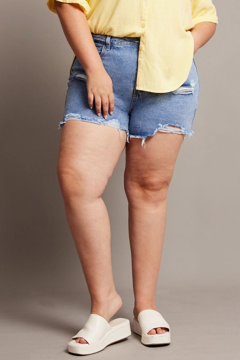 Denim Relaxed Shorts High Rise Concert wear No Slip Gripper