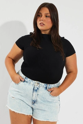 Denim Relaxed Shorts High Rise Reinforced Stress Points