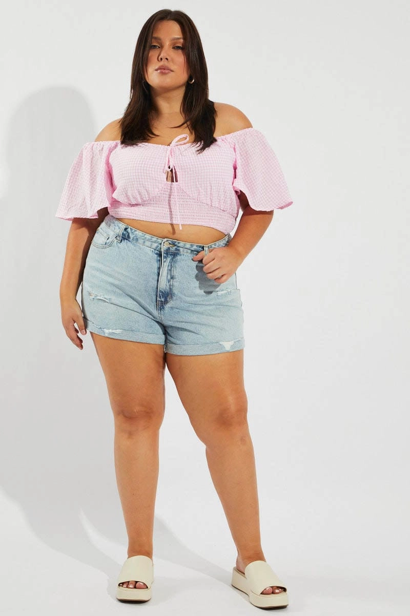 Denim Relaxed Shorts Mid Rise Beach Wear Neat Look