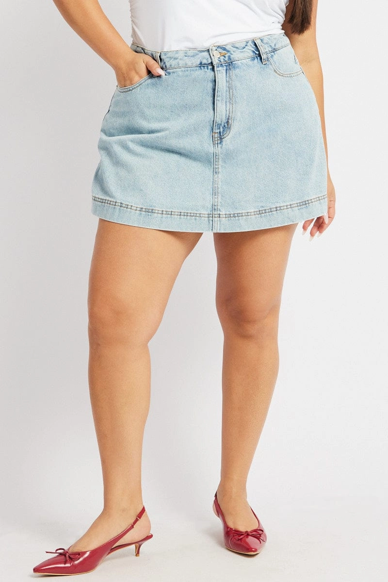 Modern Combo Denim Relaxed Skort Skirt