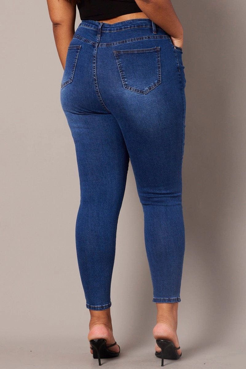 Denim Skinny Jeans High Rise Classic Style Street Fashion Parent Style