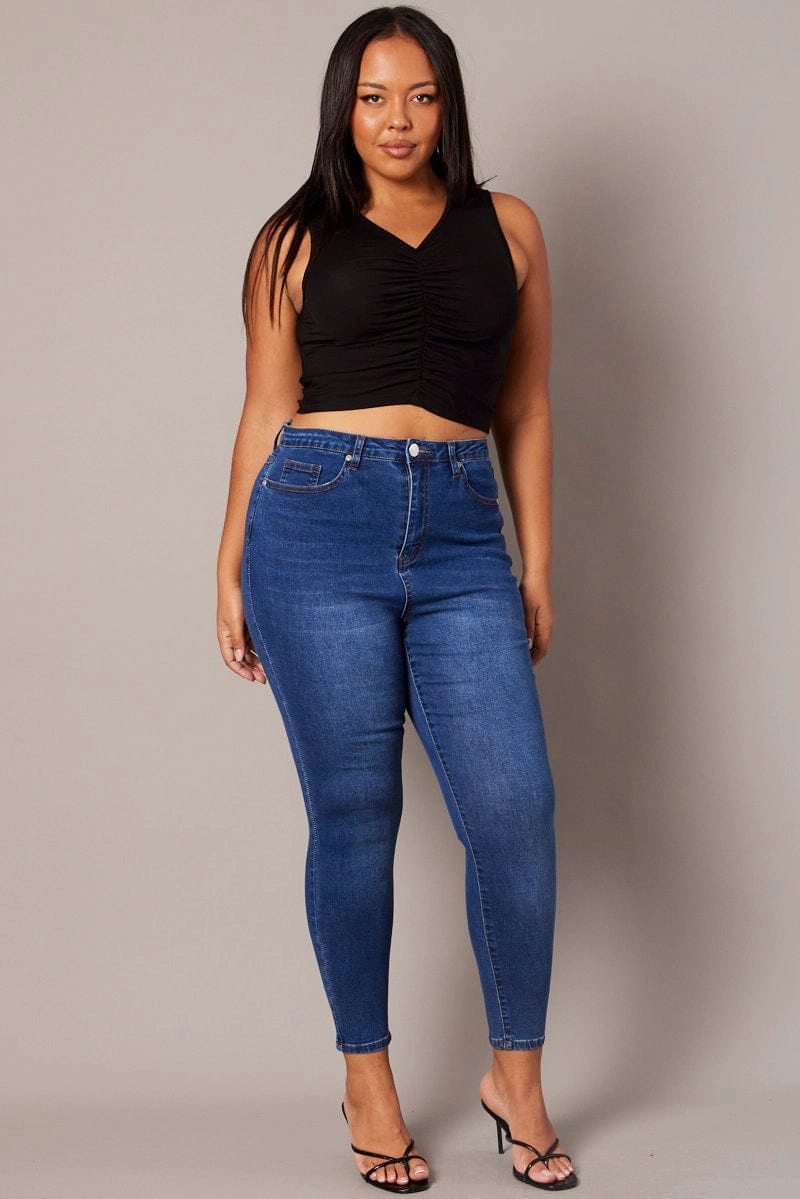 Sandblasted Finish Nature Lover Shopping Day Everyday Denim Skinny Jeans High Rise