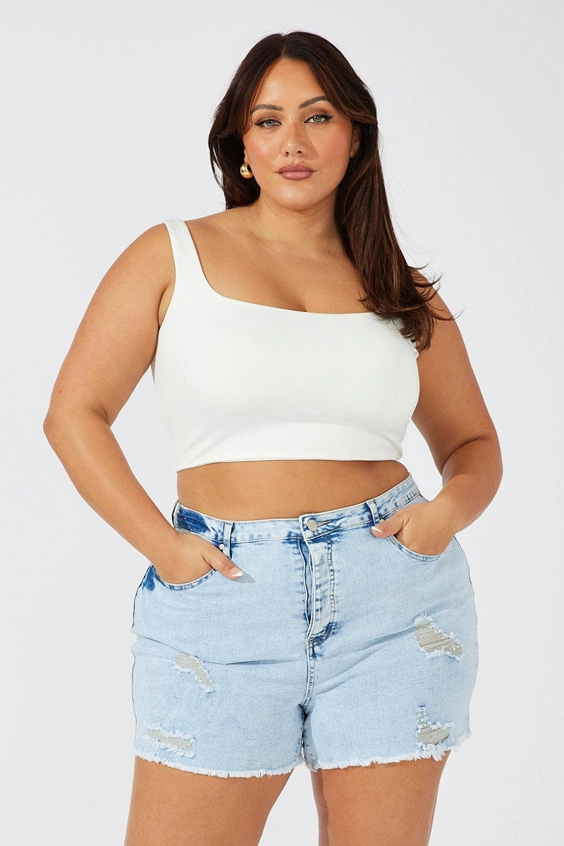 City Mood Denim Skinny Shorts High Rise