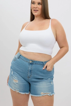 Cozy Wear Denim Skinny Shorts High rise