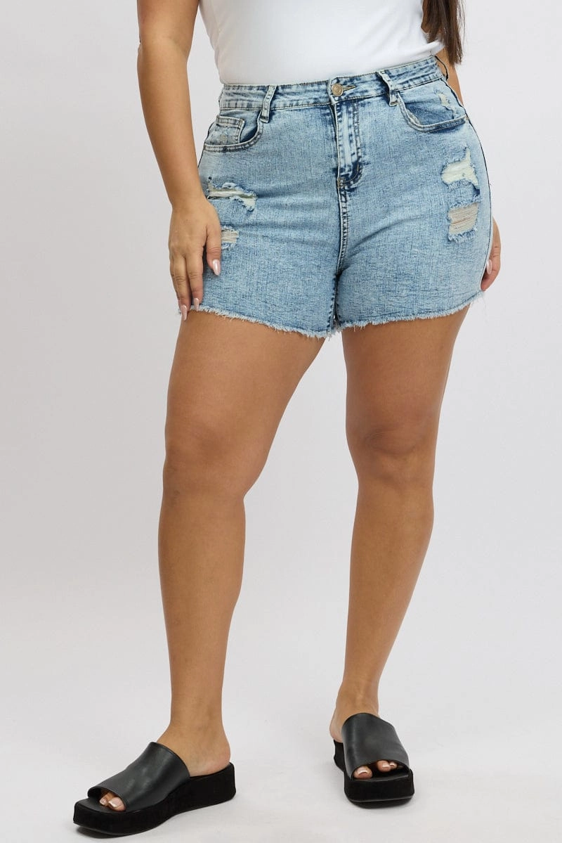 Denim Skinny Shorts High Rise Bold colors
