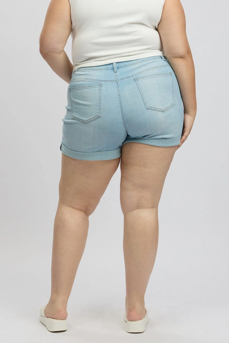 Denim Skinny Shorts High Rise Stretched teen clothing