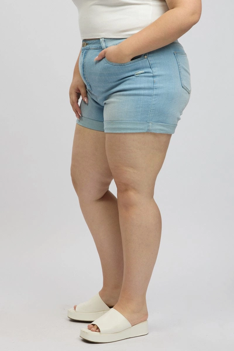 Denim Skinny Shorts High Rise Stretched surfing gear