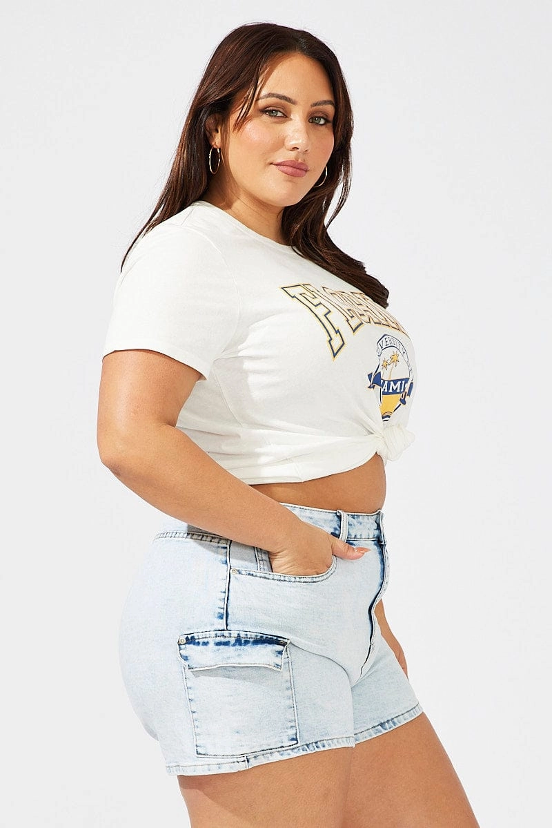Parka Denim Skinny Shorts Mid Rise Utility Stretch