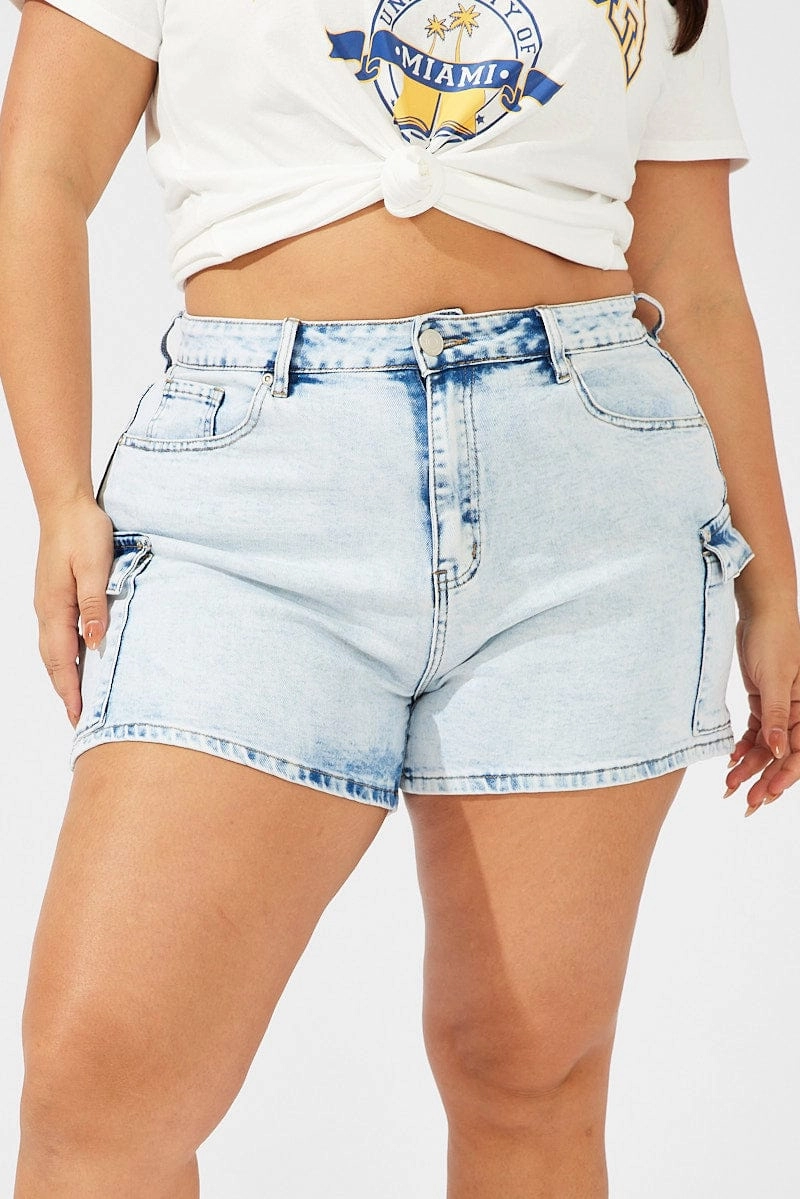day trip Chic Look Denim Skinny Shorts Mid Rise Utility Stretch