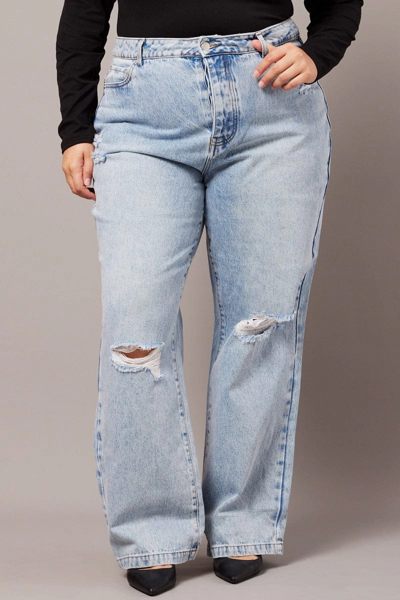 Day Out Style Denim Straight Jeans High Rise
