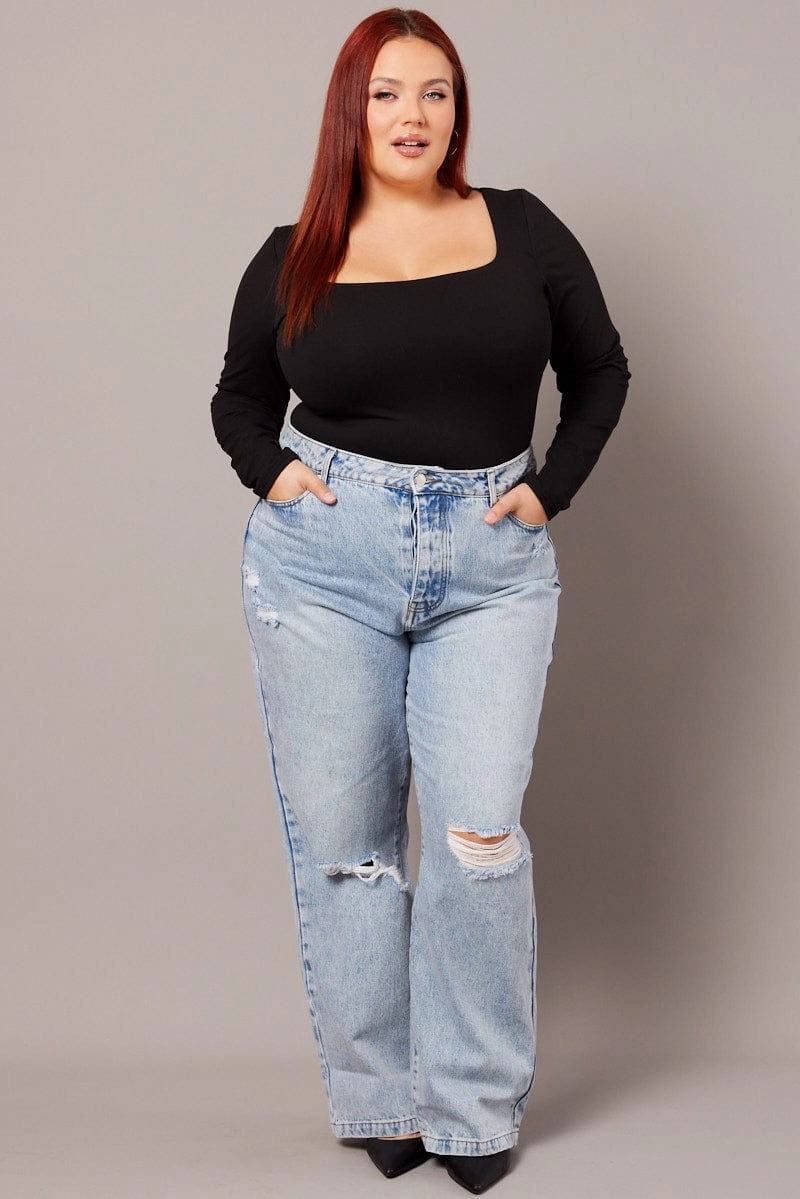 Denim Straight Jeans High Rise Morning Stroll Evening Stroll Trend Setter