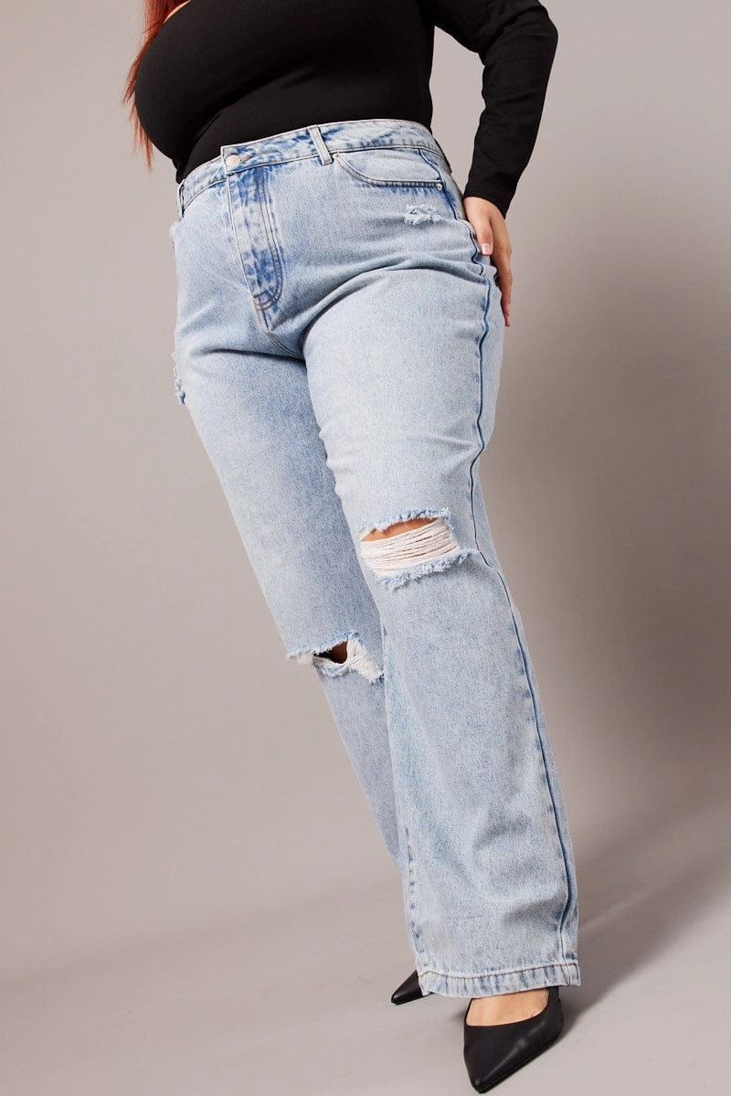 Quality Basic Strong Stitch Denim Straight Jeans High Rise