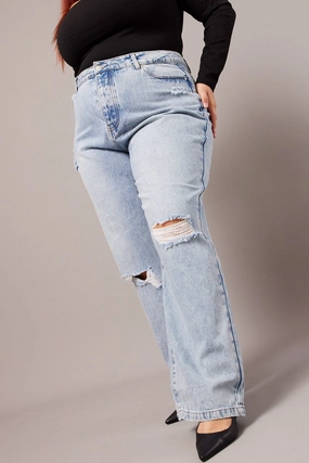 Quality Basic Strong Stitch Denim Straight Jeans High Rise