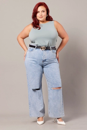 Denim Straight Jeans High Rise Professional Wear Premium Winter Warmth