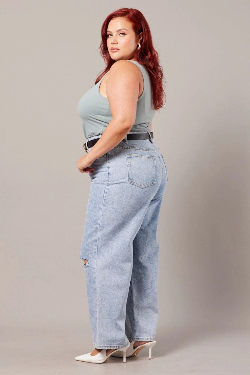 Effortless Layer Denim Straight Jeans High Rise