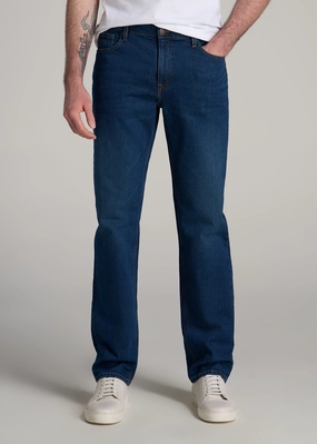 Americana Collection J1 Straight Fit Jeans For Tall Men in Crown Blue Breathable Lining