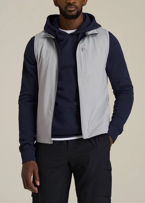 Performance Vest for Tall Men in Light Grey Mix Casual Style Layered Collar System