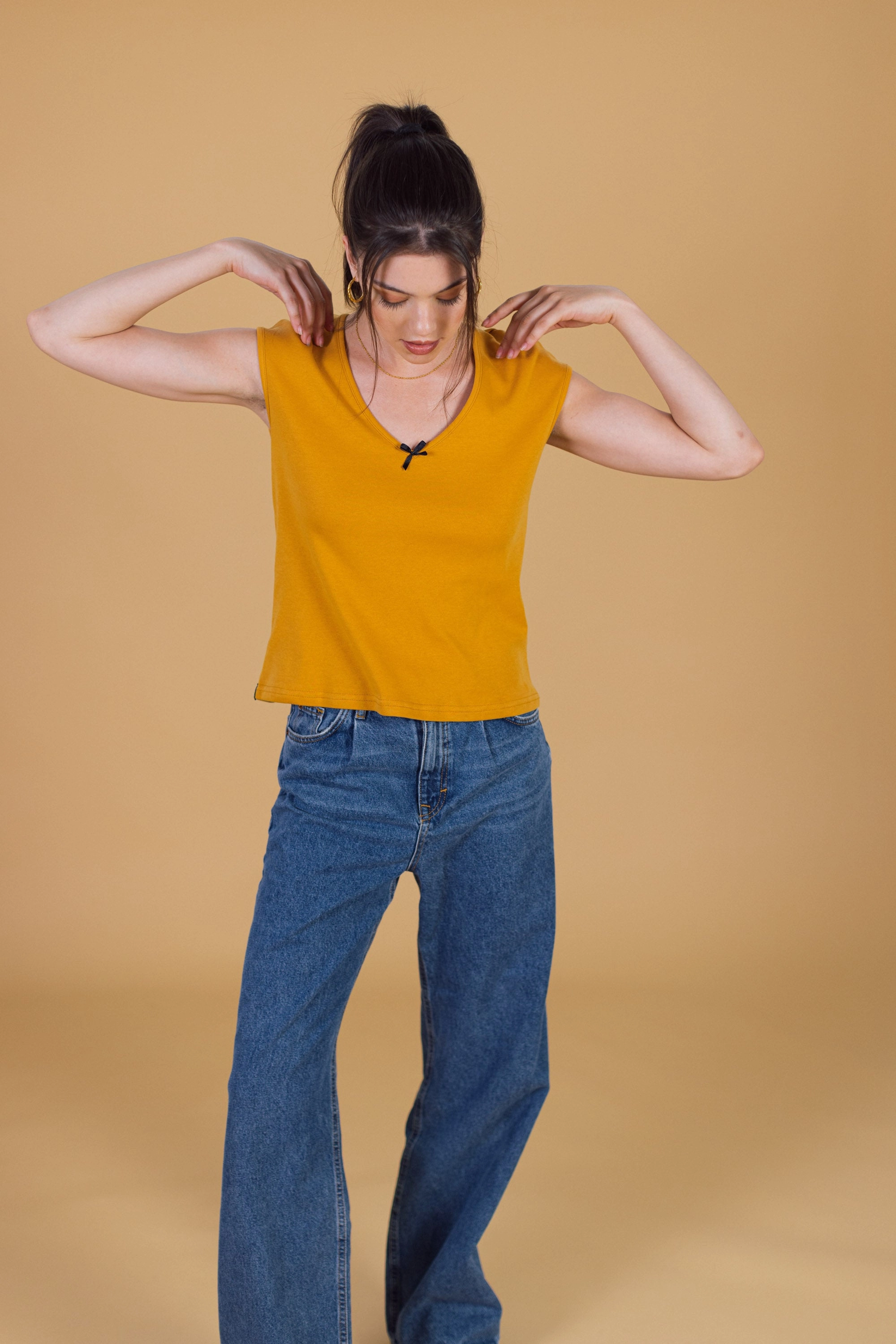 AbrasionResistant Fabric Top Julianne Canary Bow