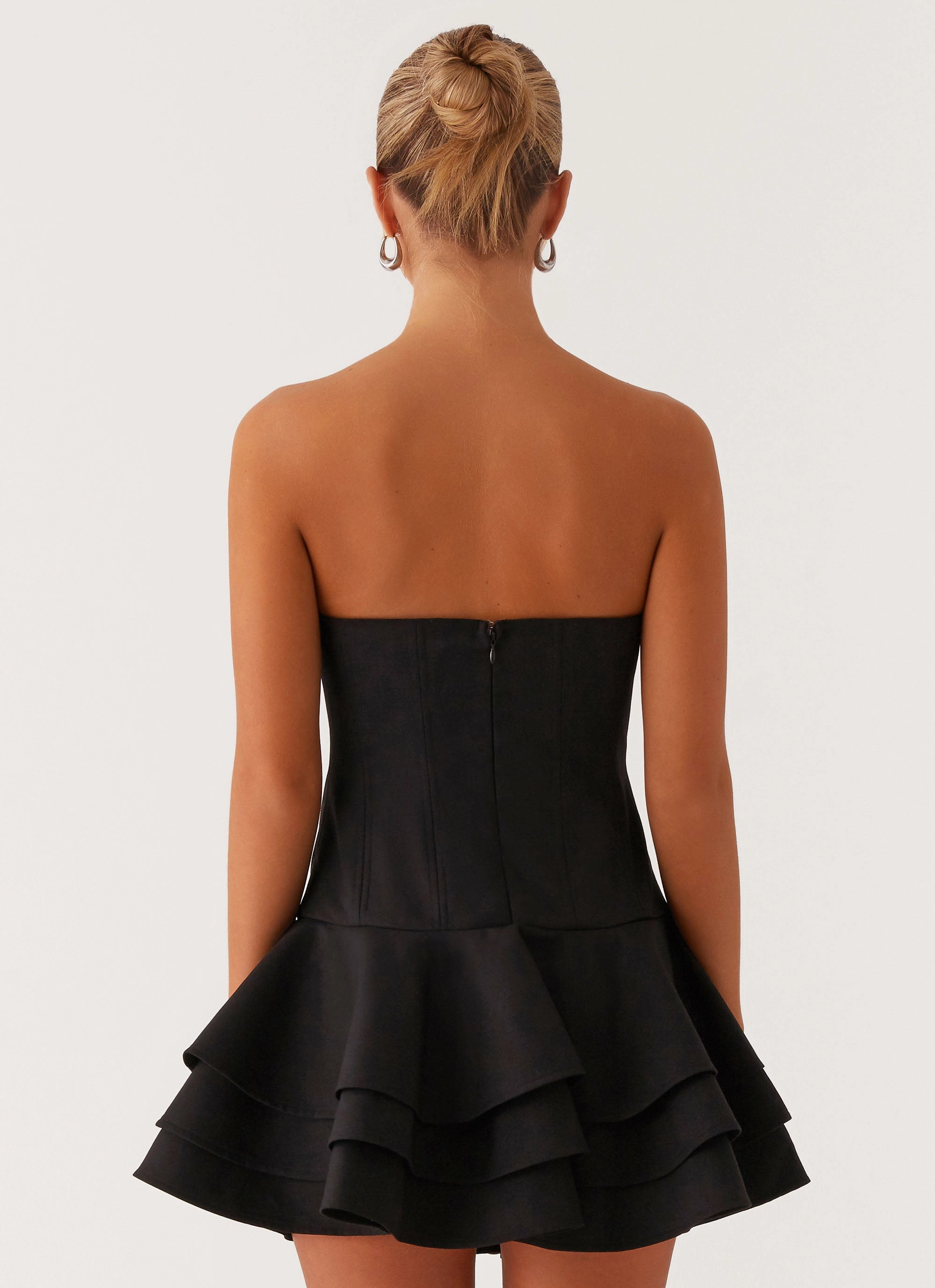 Perfectly Fitted Floriana Ruffle Corset Mini Dress - Black
