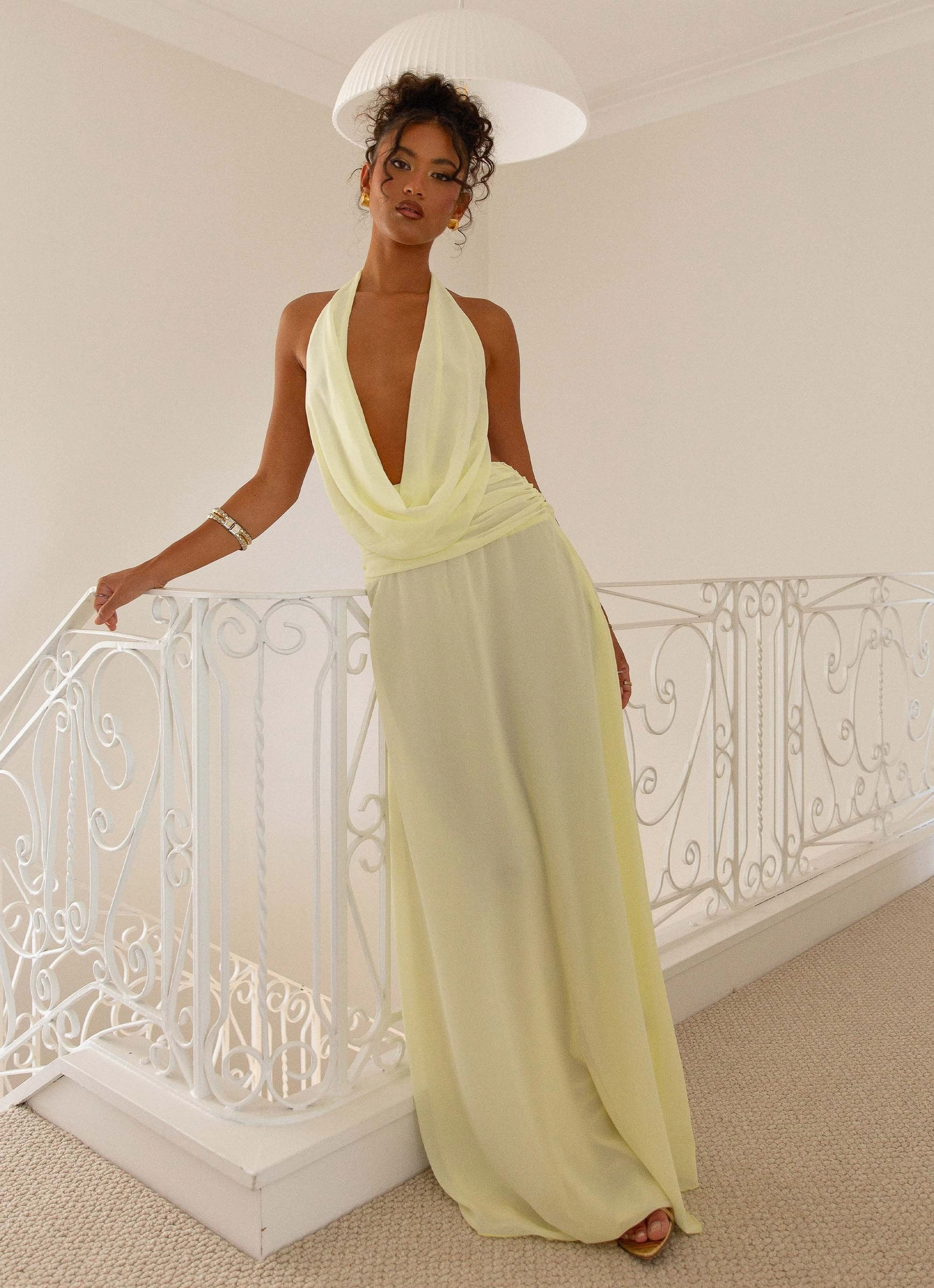 Cool Structure Elysia Chiffon Maxi Dress - Lemon
