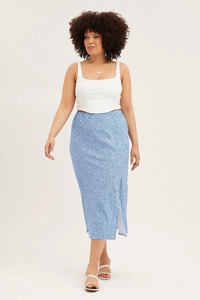 Outfit Essence Ditsy Print Midi Skirt Split