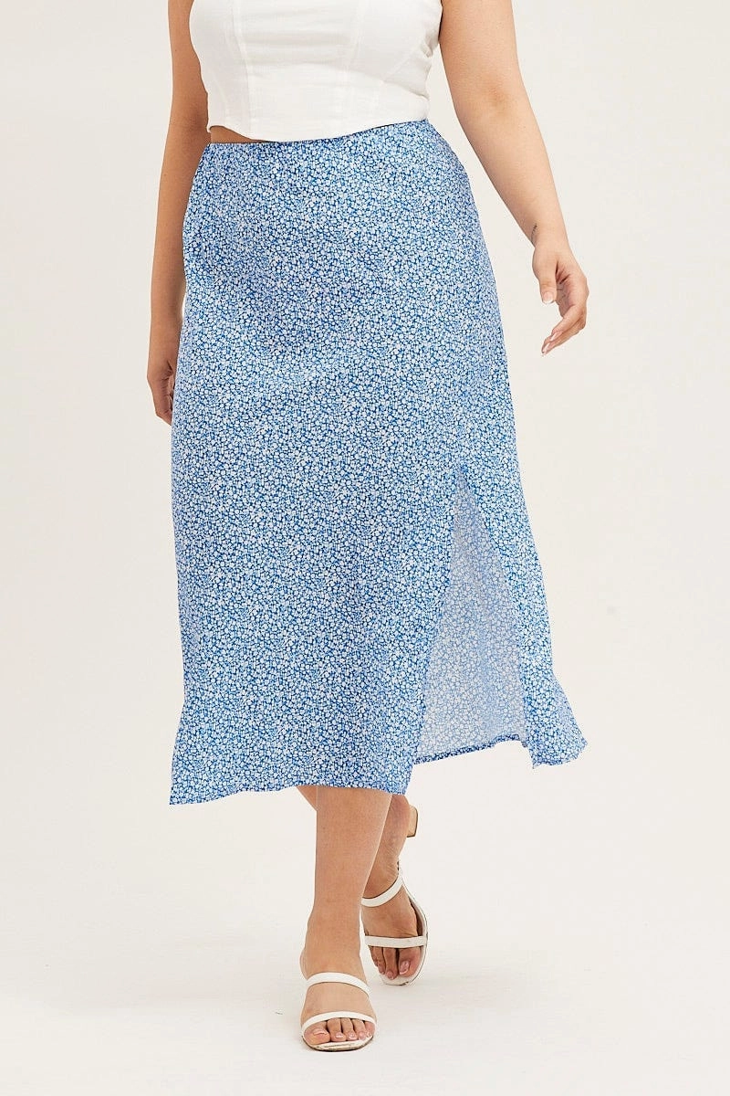 Ditsy Print Midi Skirt Split Refined Mood Minimalist fashion
