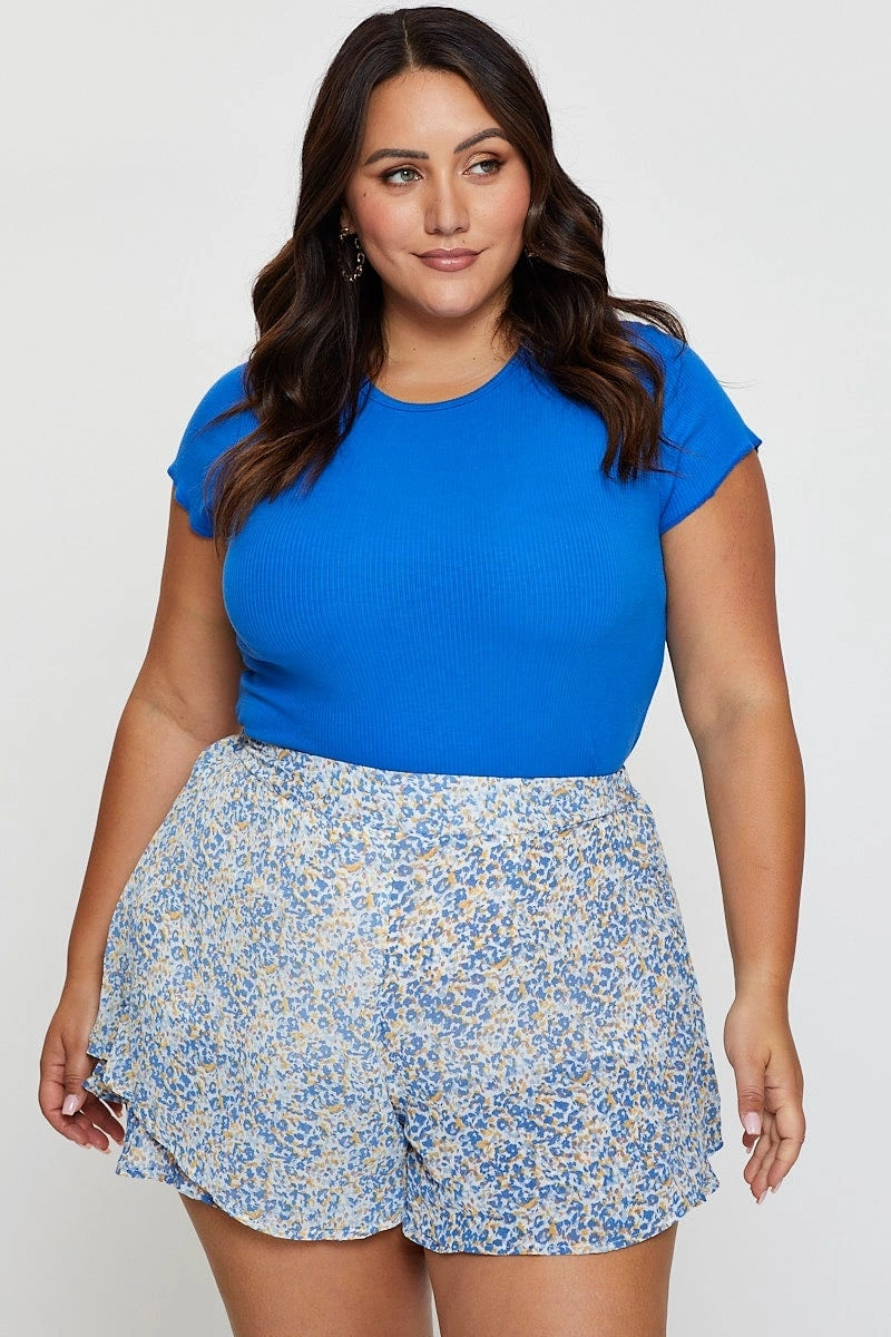 Daily Comfort Bold colors Ditsy Print Shorts High Rise Chiffon Double Layer