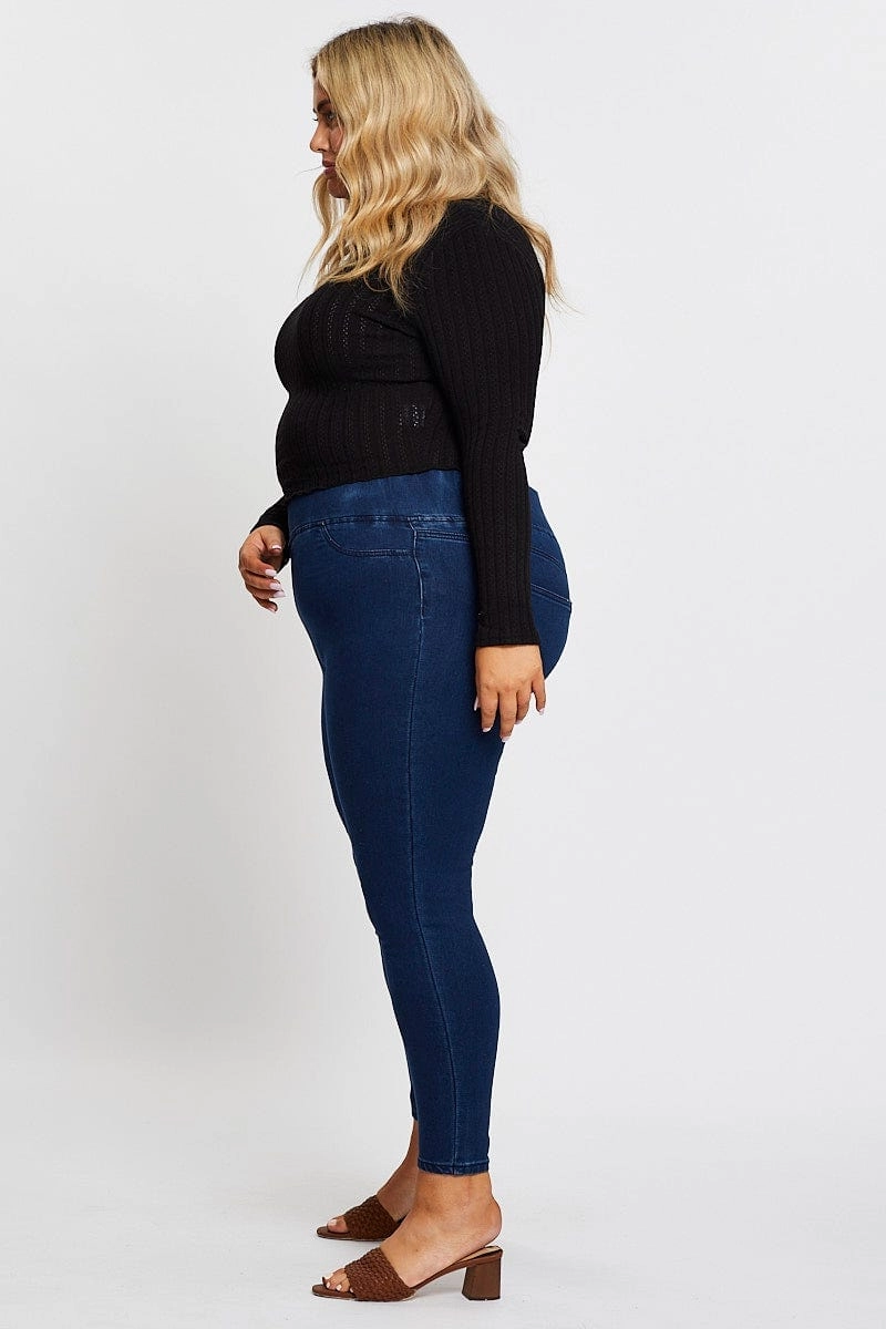 Formal Adult Fashion Dk Indigo High Rise Denim Jeggings