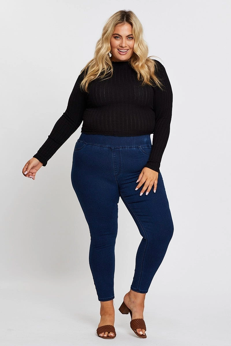 Essential Comfort Dk Indigo High Rise Denim Jeggings