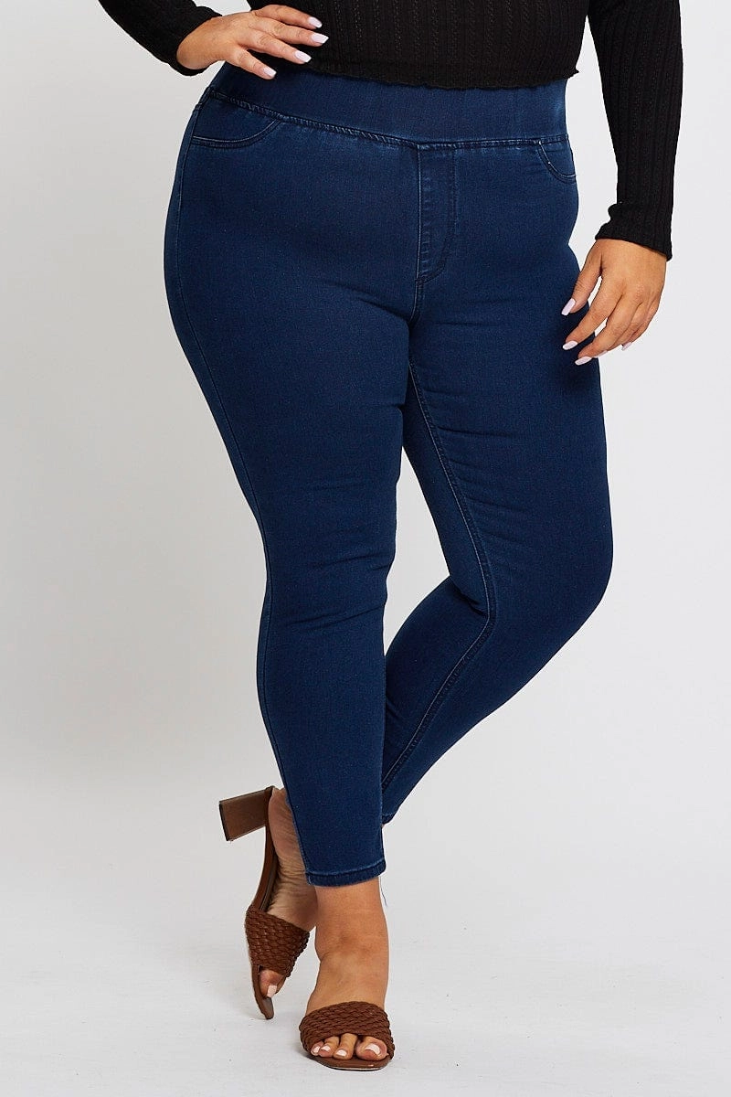 Dk Indigo High Rise Denim Jeggings Travel Outfit Student Outfit Lightweight Non Toxic Textile Certified