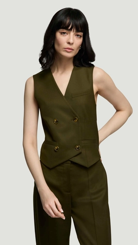 Double-Breasted Waistcoat in Seasonless Wool | Basil WrinkleFree Structure
