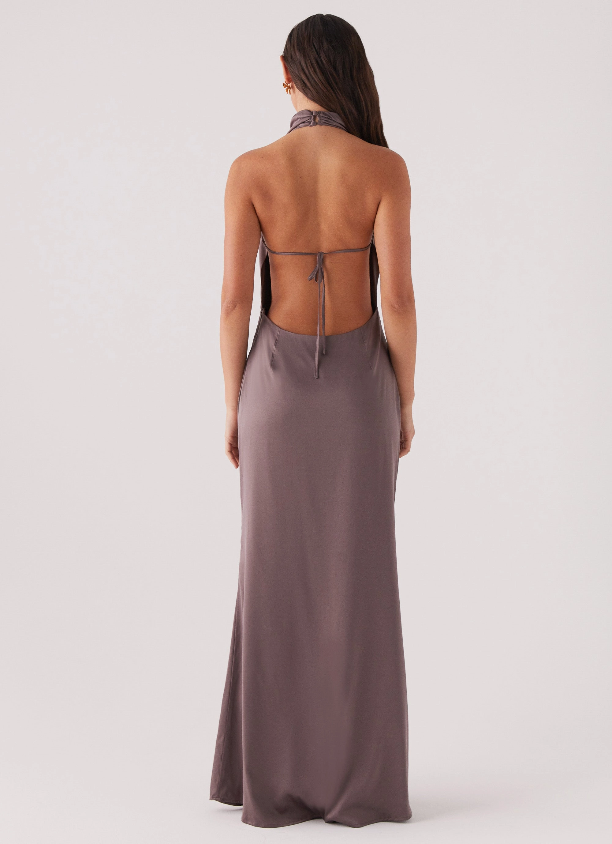 Wynn Satin Maxi Dress - Chocolate Decorative-Design