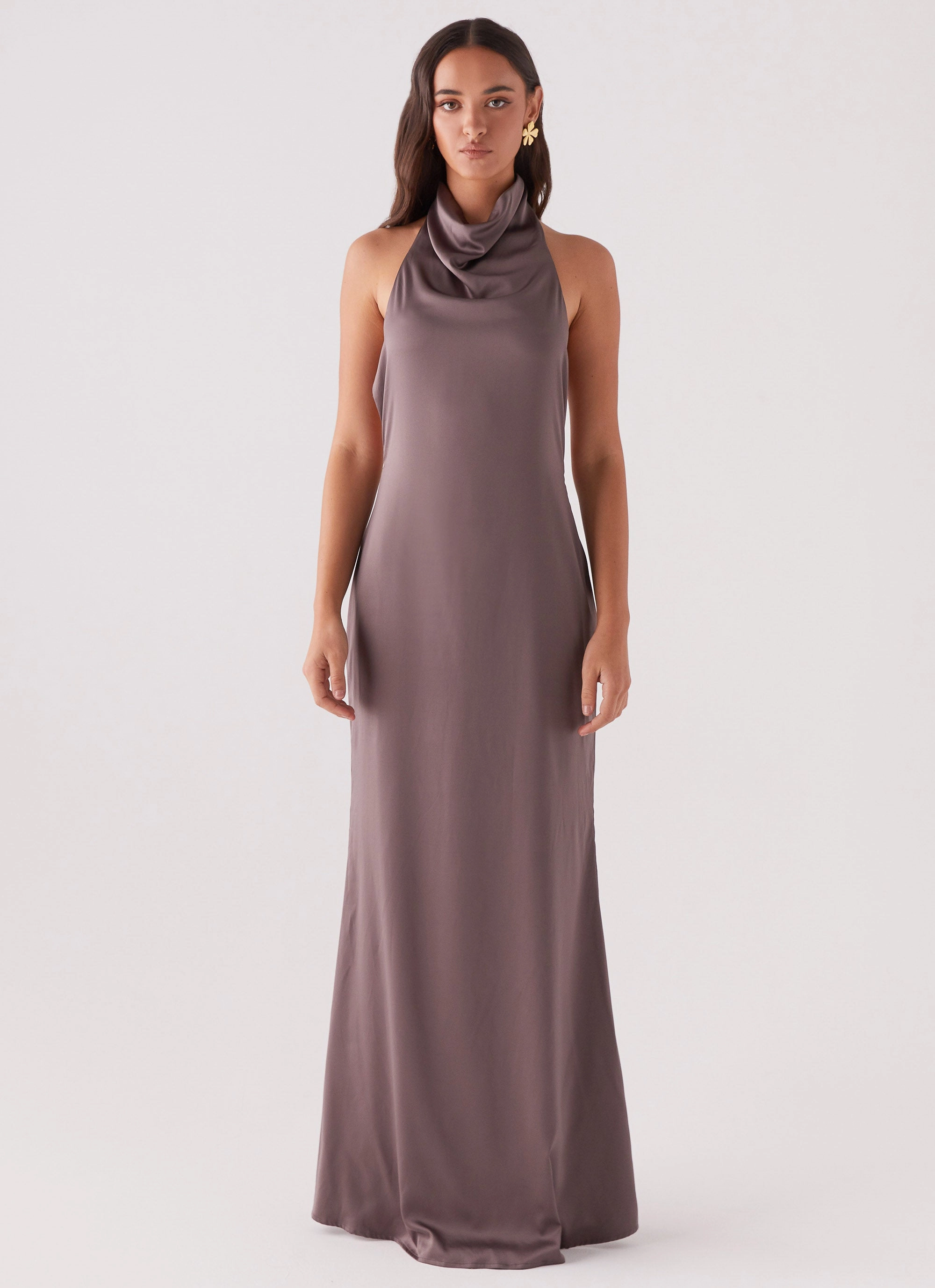 Wynn Satin Maxi Dress - Chocolate Dual Tones