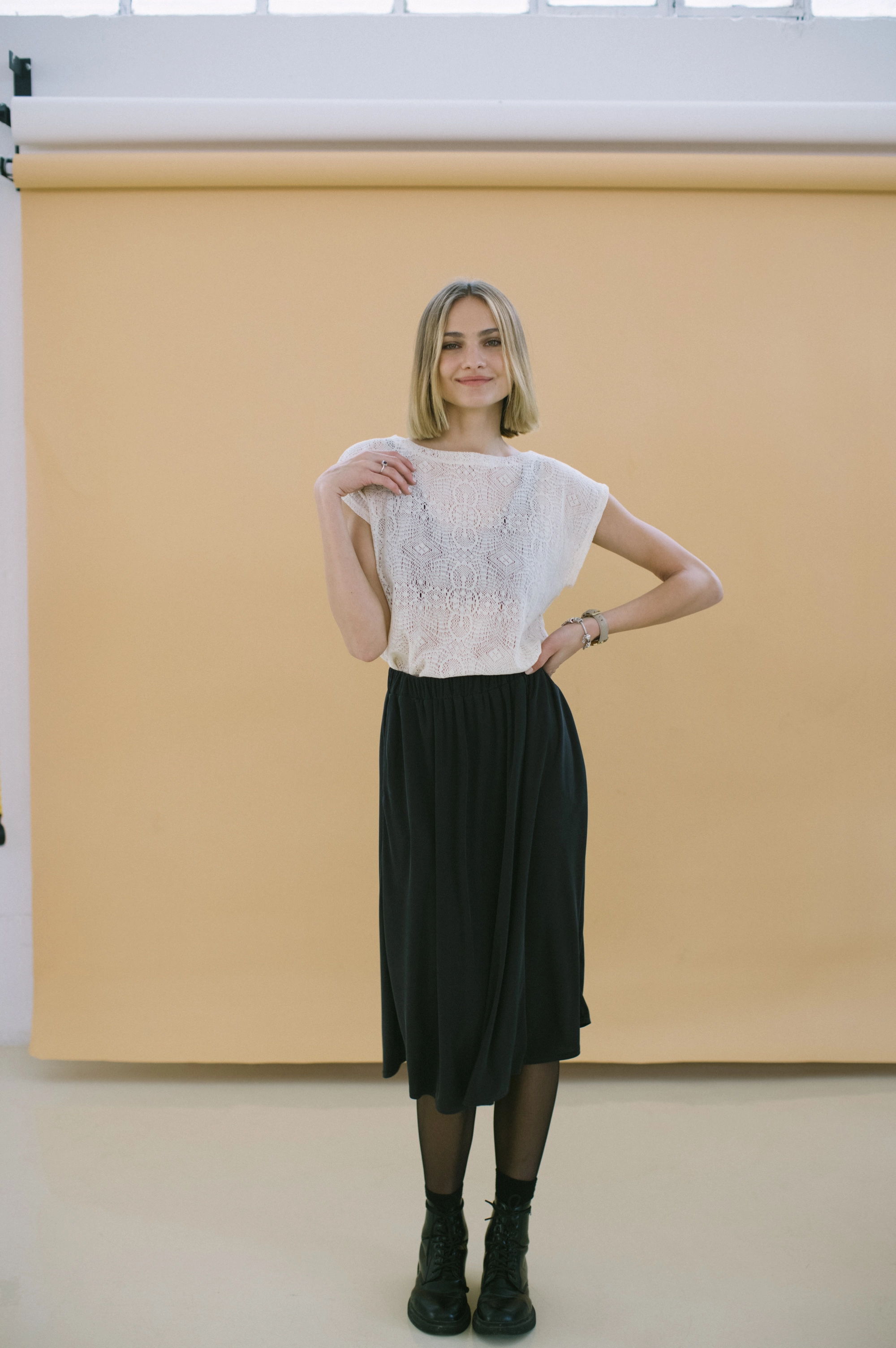 Curved Hem Top Aria Lace