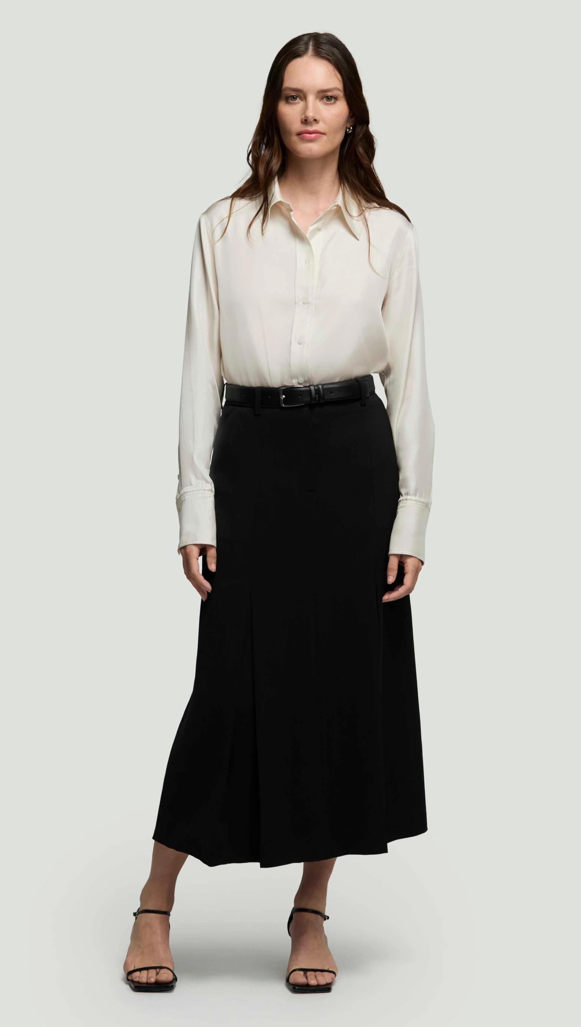Outfit Mix Godet Skirt in Stretch Crepe | Black