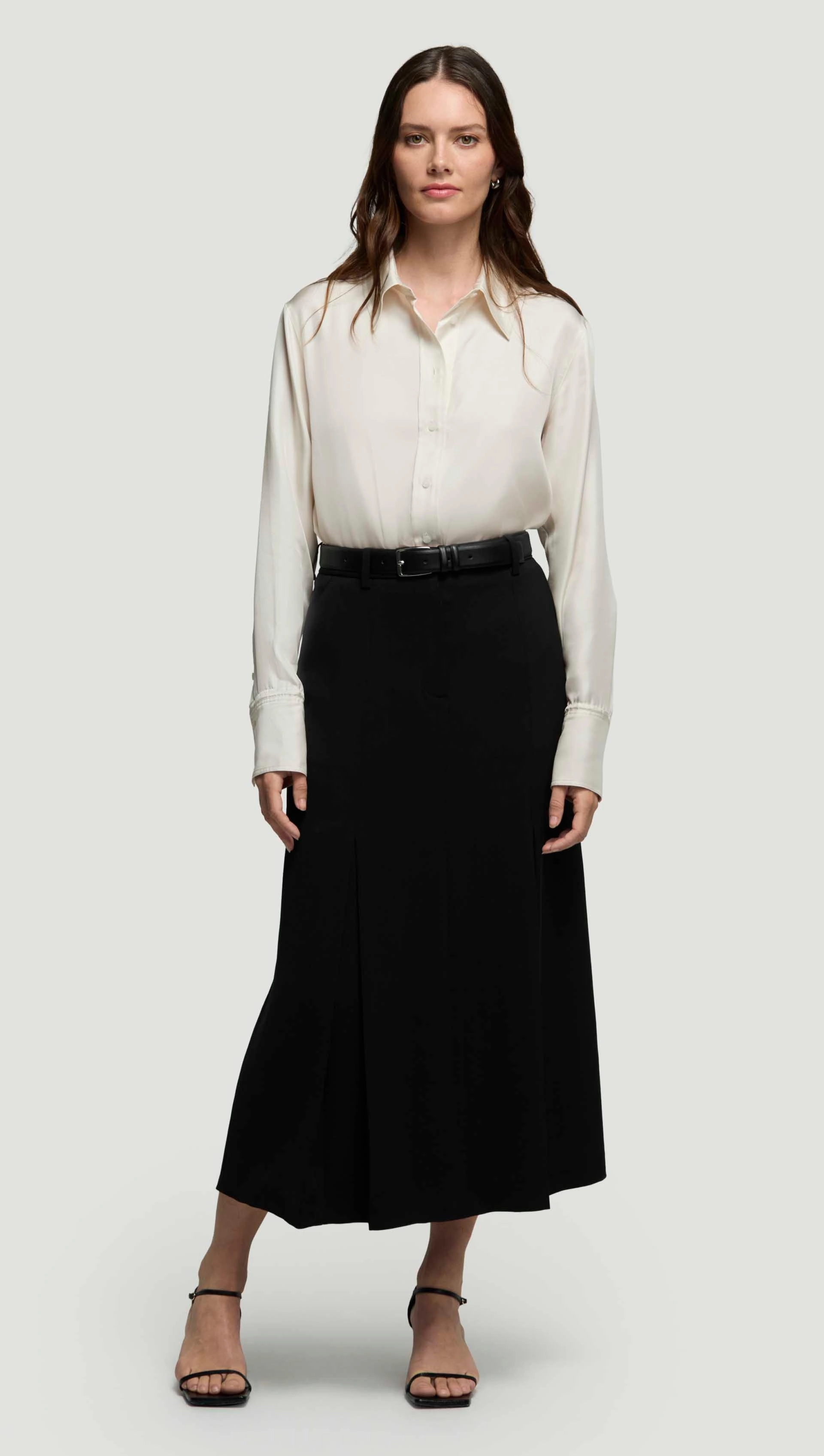 Outfit Moodboard Godet Skirt in Stretch Crepe | Black