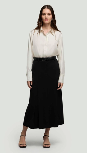 Outfit Mix Godet Skirt in Stretch Crepe | Black