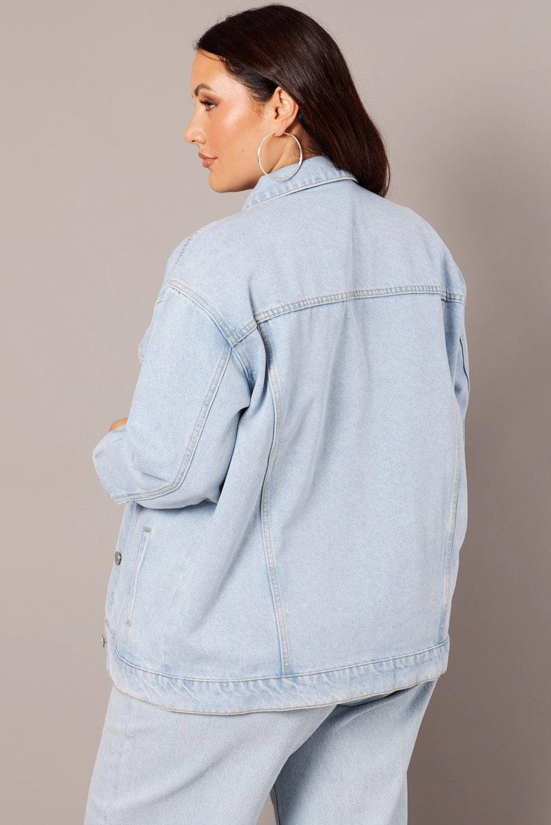 Sunday Walk Style Denim Oversized Distressed Denim Jacket