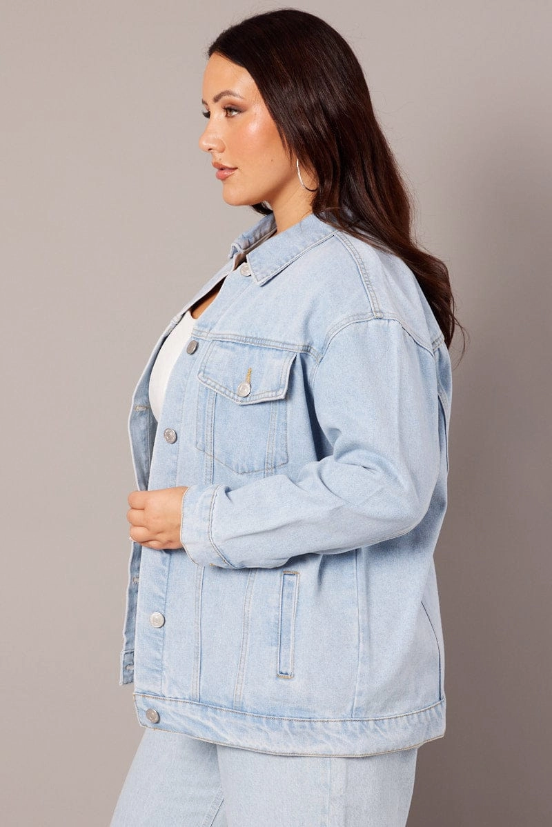 360?? Visibility Subtle Layers Denim Oversized Distressed Denim Jacket