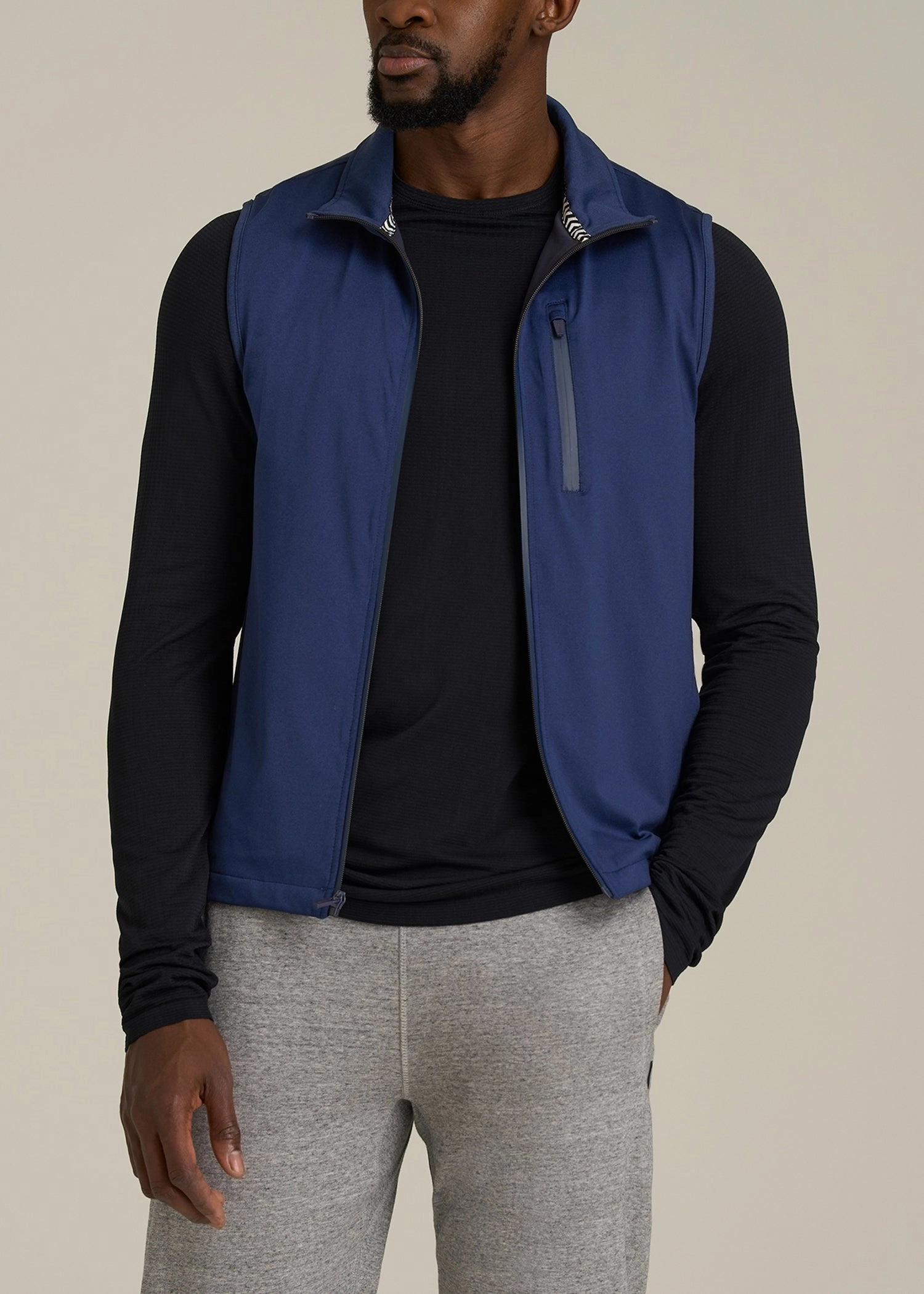 AdjustableCuffs Performance Vest for Tall Men in Blue Mix