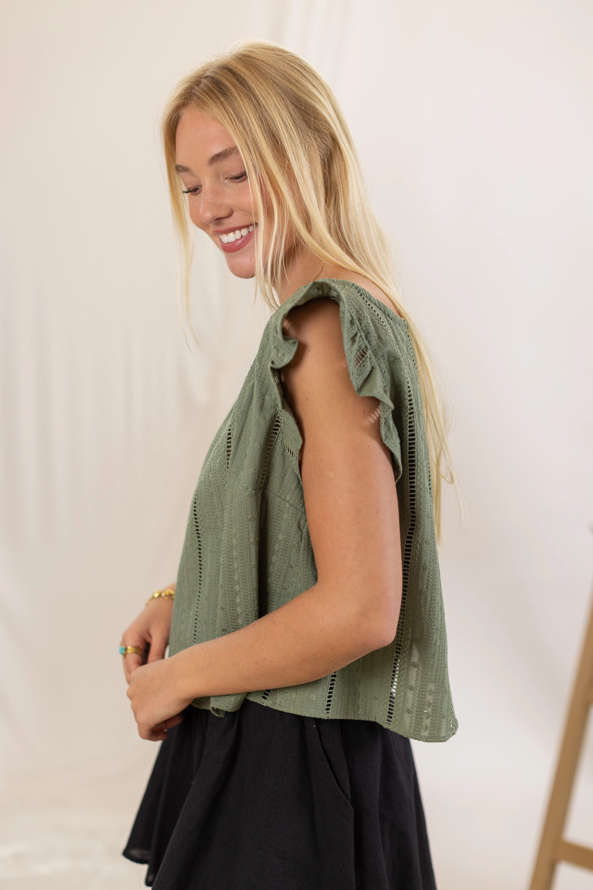 Top Vele Khaki Layered Hem Reinforcement LightReflectiveTrim
